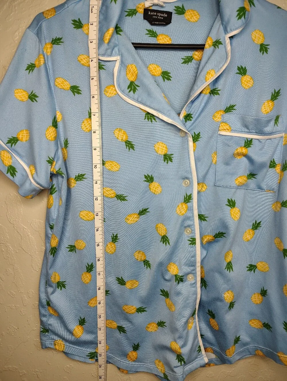Kate Spade Pineapple Print Light Blue Short Pajama Set Size S